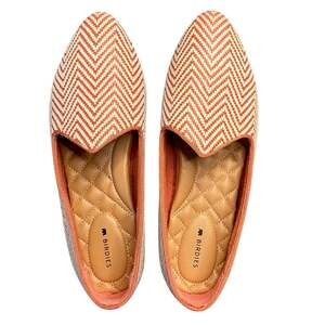 Birdies Loafer Women Sz 7.5 White Orange Chevron Pattern The Heron Flat